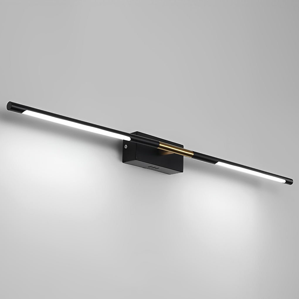 Slender Rod Vanity Light, Black and Gold LED Bath Bar
