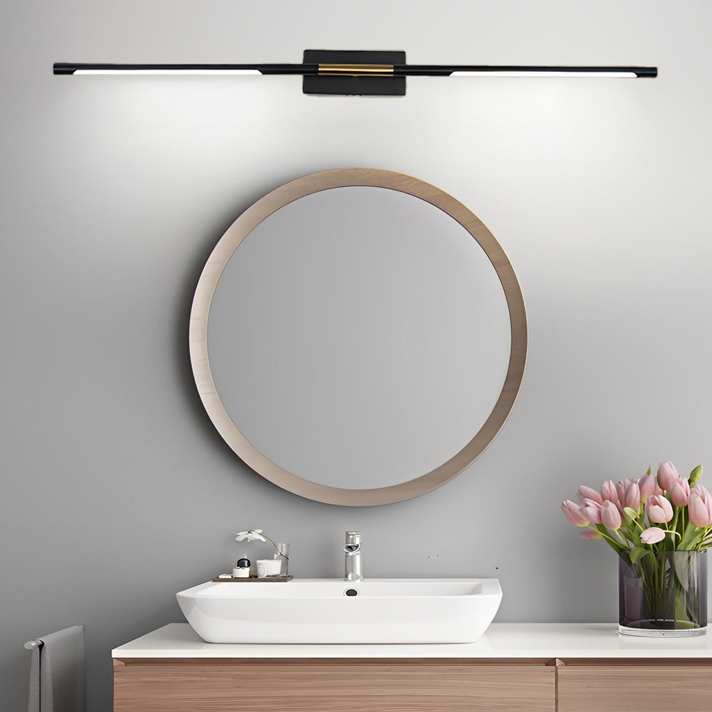 Slender Rod Vanity Light, Black and Gold LED Bath Bar