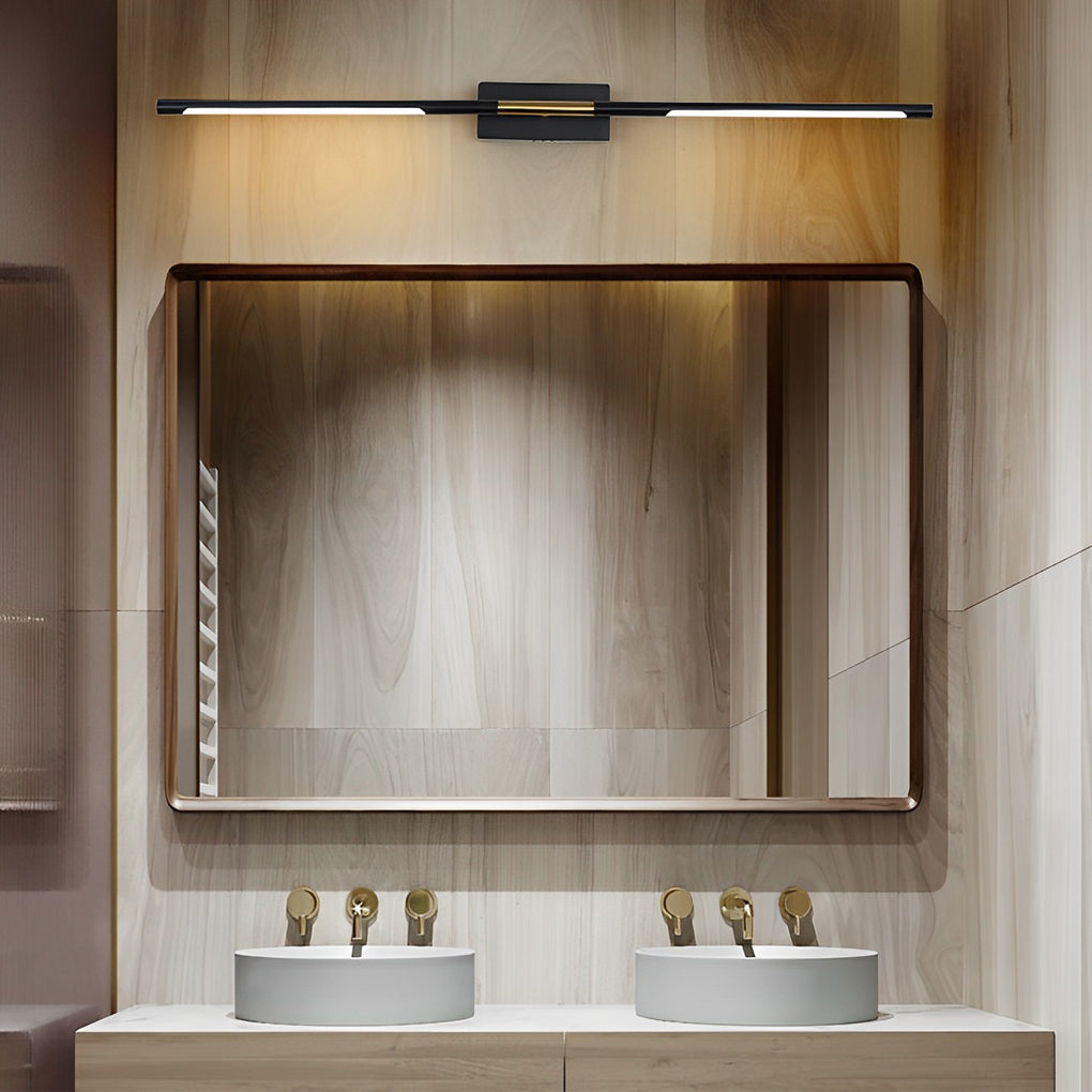 Slender Rod Vanity Light, Black and Gold LED Bath Bar