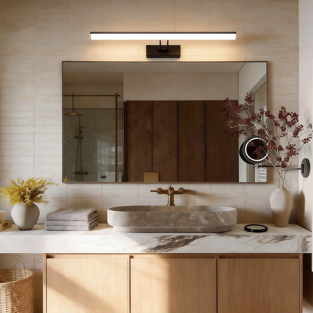 Swivel Head Vanity Light, White Black or Chrome Bath Bar