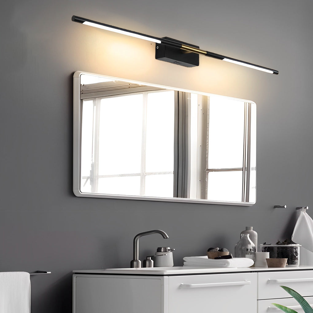 Slender Rod Vanity Light, Black and Gold LED Bath Bar