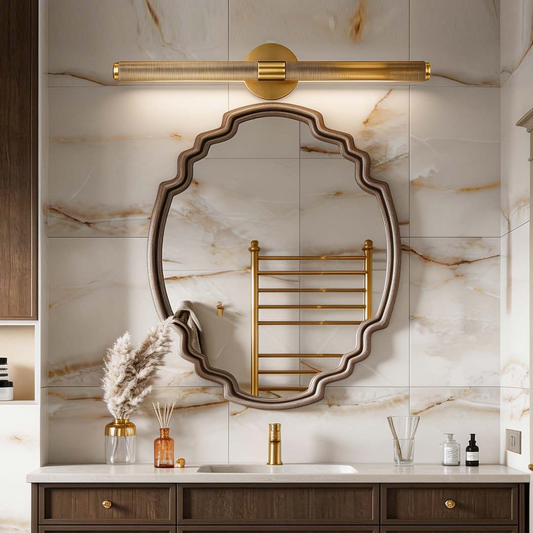 Ribbed Tube Vanity Light Bar, Metal Bathroom Mirror Light