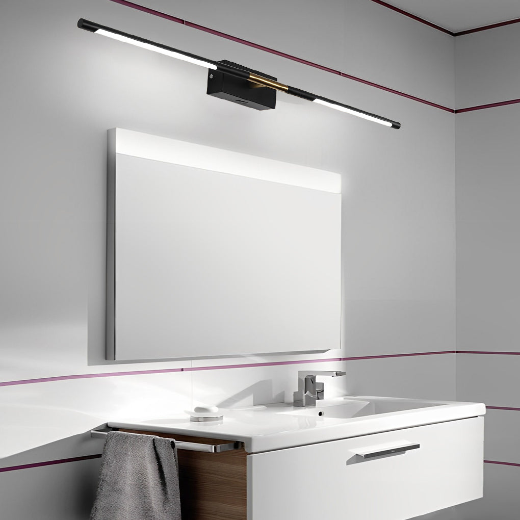 Slender Rod Vanity Light, Black and Gold LED Bath Bar