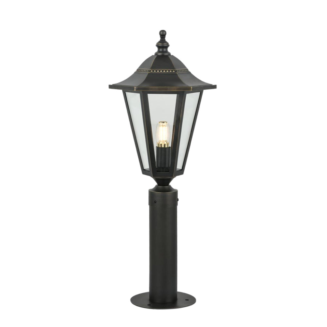 Carriage Lantern Path Light, Black Copper Landscape Post Light