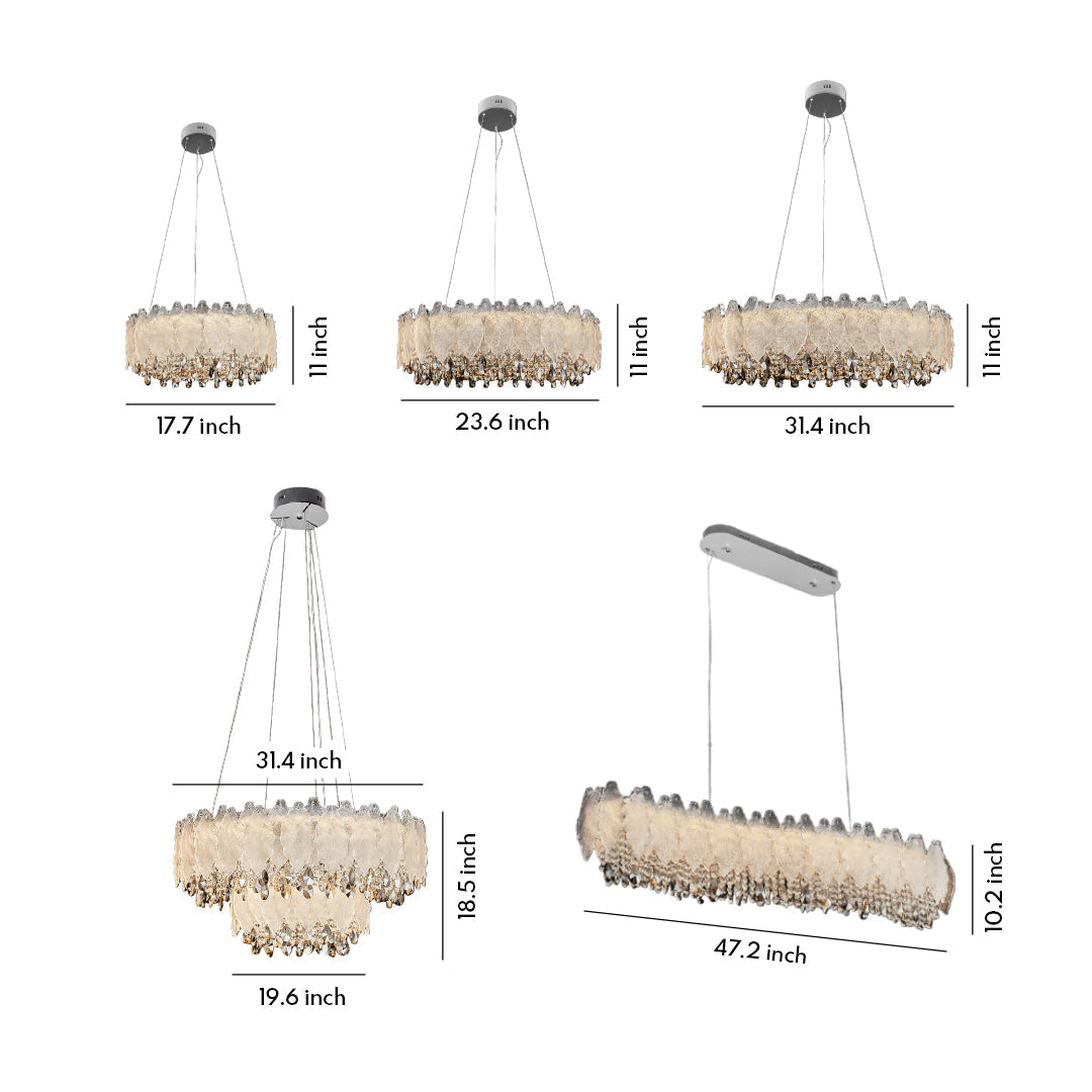 Country French Leaf Crystal Chandelier, Champagne Gold Light 14