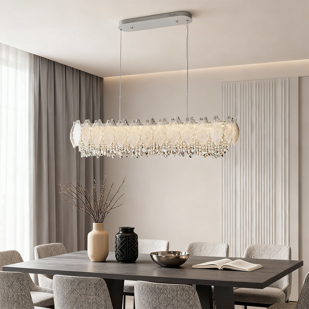 Country French Leaf Crystal Chandelier, Champagne Gold Light 3