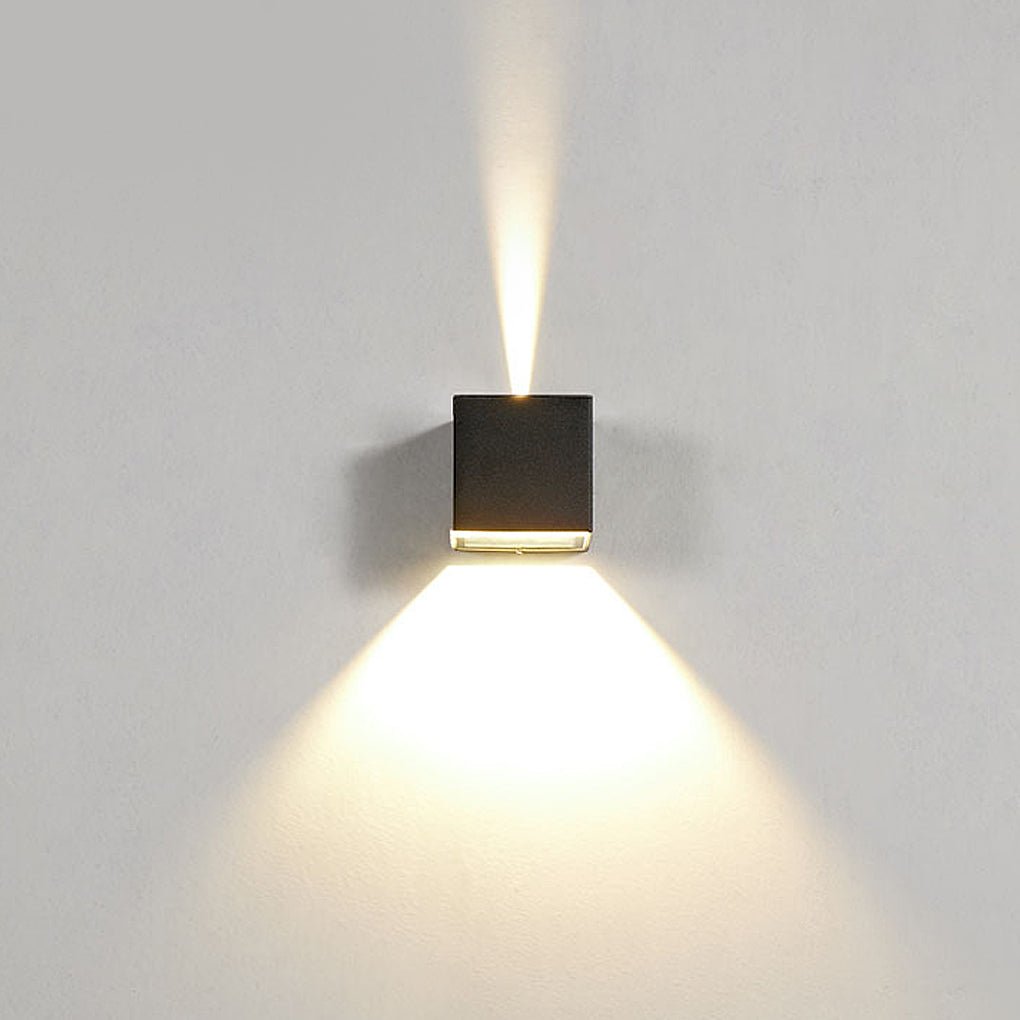 Square Up and Down Wall Light, Black Aluminum Outdoor Sconce, view 8