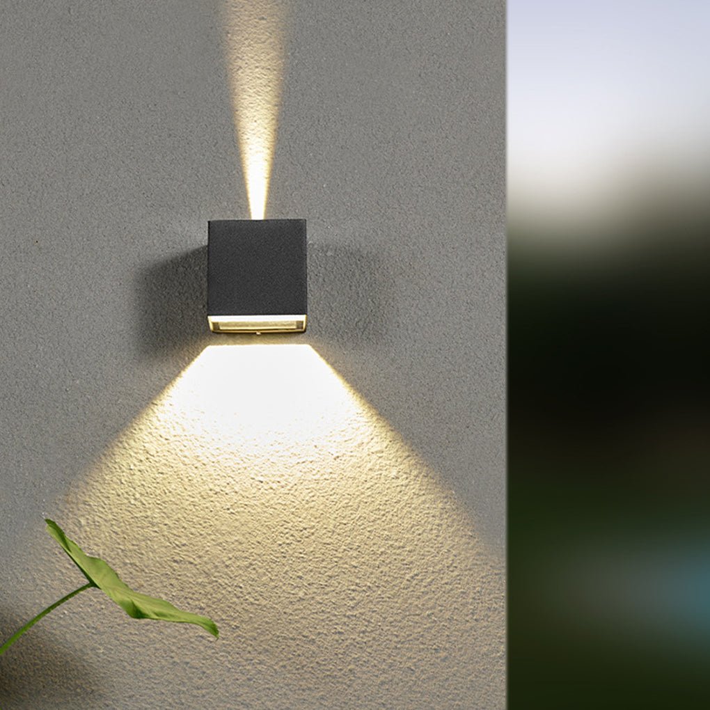 Square Up and Down Wall Light, Black Aluminum Outdoor Sconce, view 3