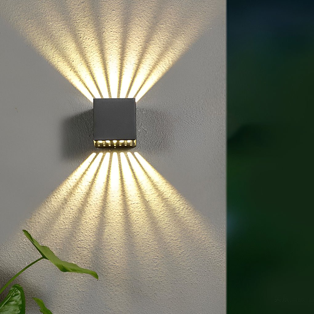 Square Up and Down Wall Light, Black Aluminum Outdoor Sconce, view 6