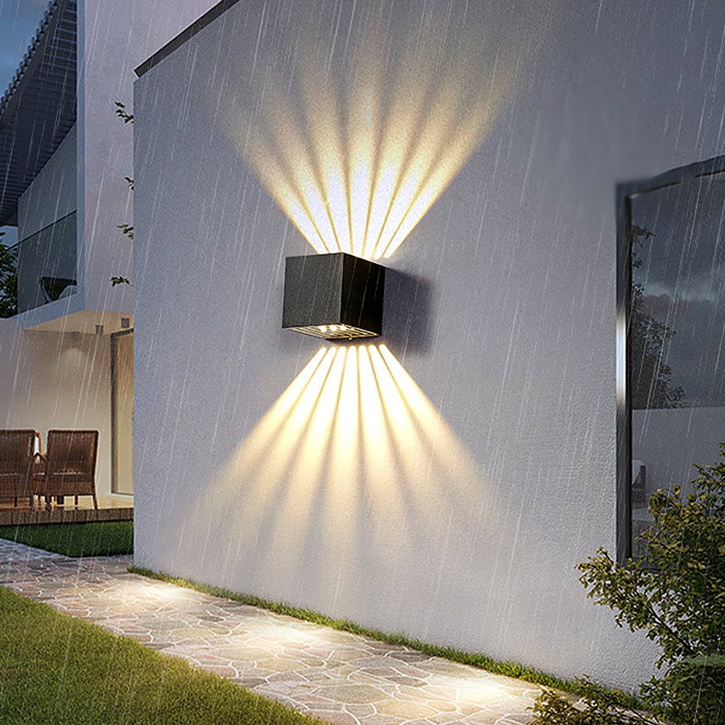 Square Up and Down Wall Light, Black Aluminum Outdoor Sconce, view 7