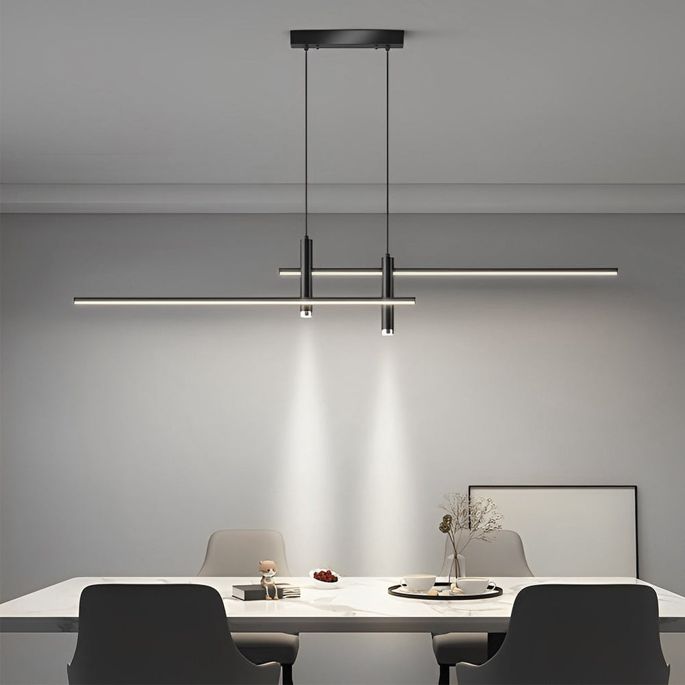 Crossbar Lines LED Linear Pendant, Slim Iron Island Ceiling Light
