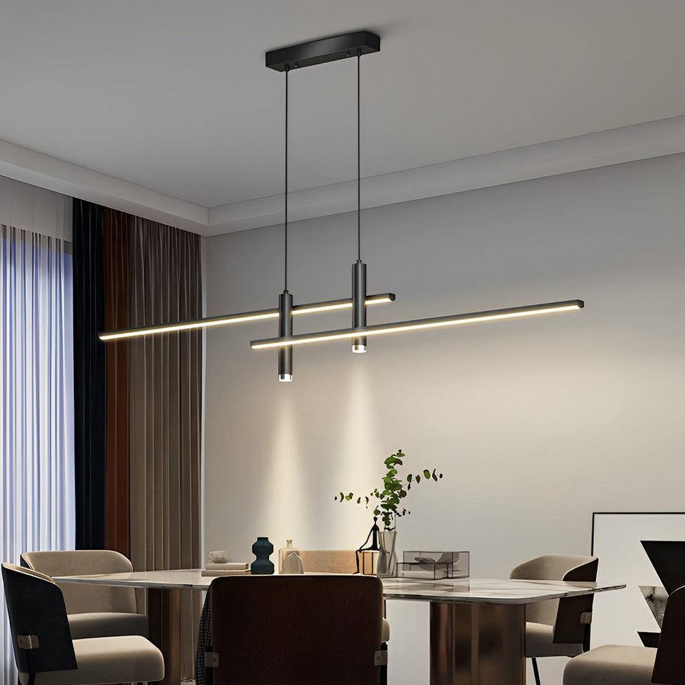 Crossbar Lines LED Linear Pendant, Slim Iron Island Ceiling Light