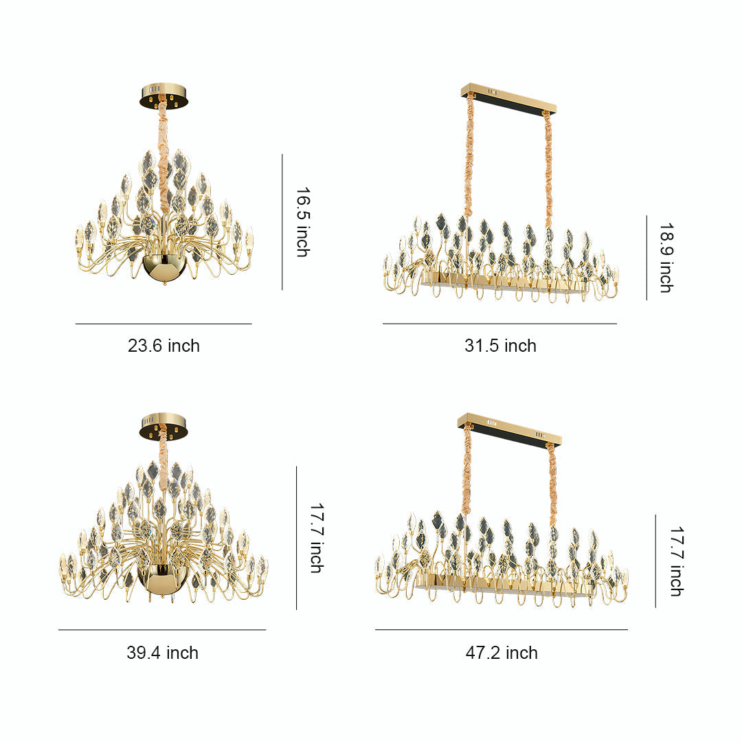 Crystal Plume Chandelier, Gold Iron French Ceiling Light 12