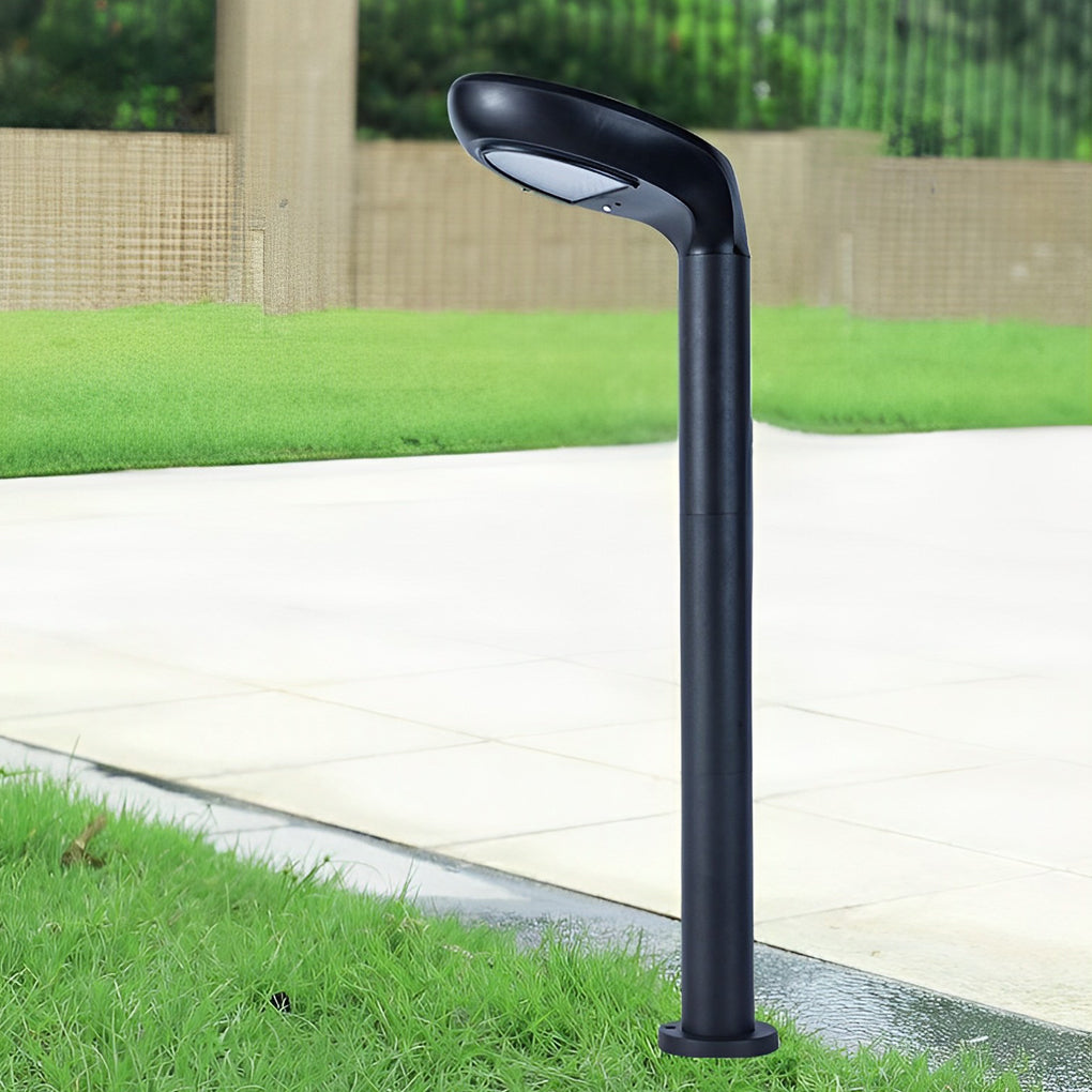 Curved Solar Bollard Light, Hooded Aluminum Garden Light, view 11