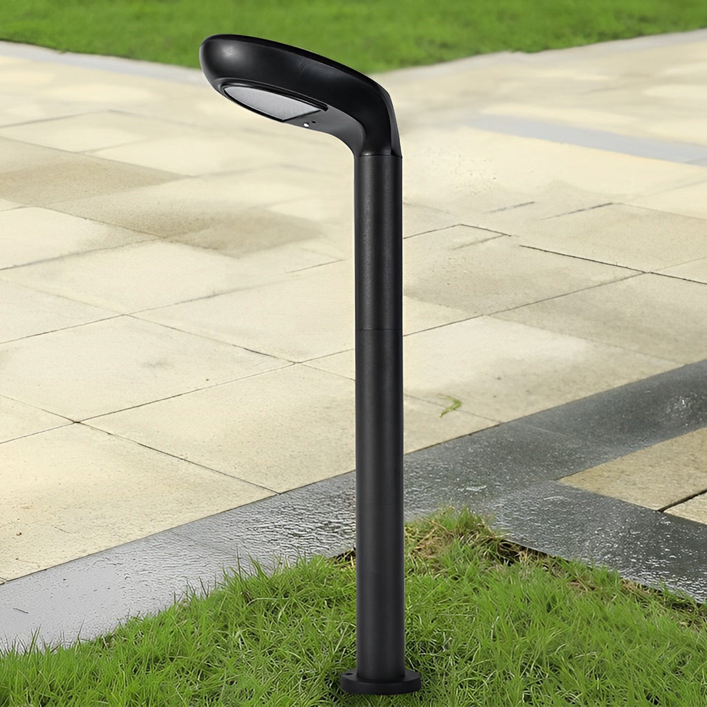 Curved Solar Bollard Light, Hooded Aluminum Garden Light, view 10