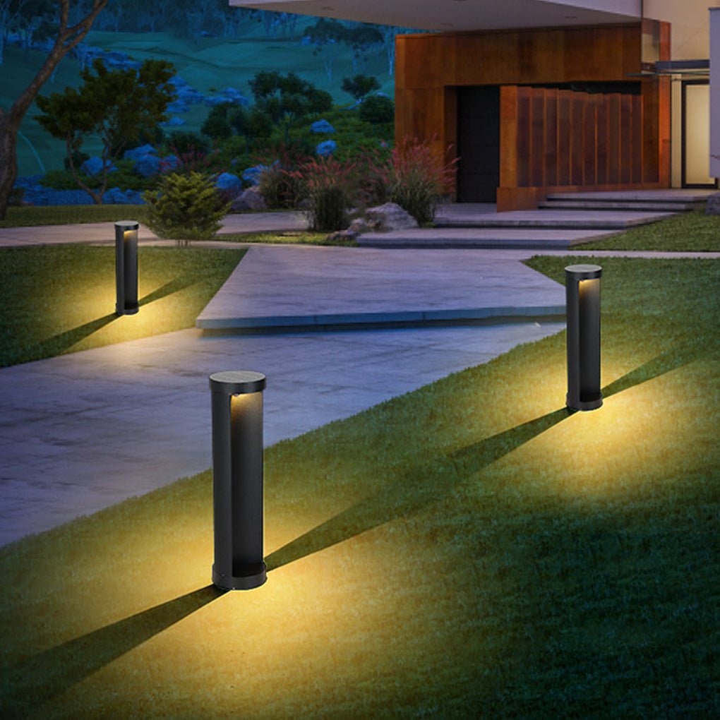 Cylinder Lawn Post Light, Solar or Hardwired Garden Fixture, view 7