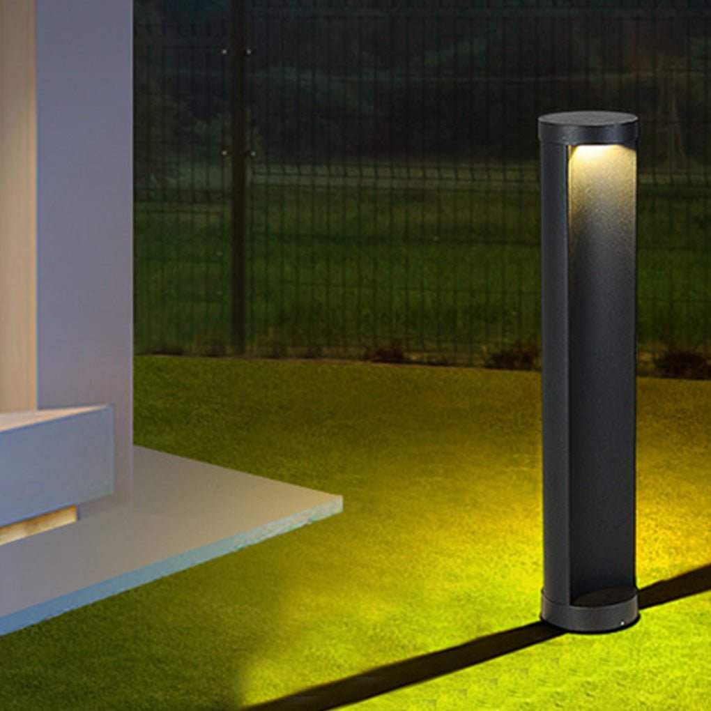 Cylinder Lawn Post Light, Solar or Hardwired Garden Fixture, view 5