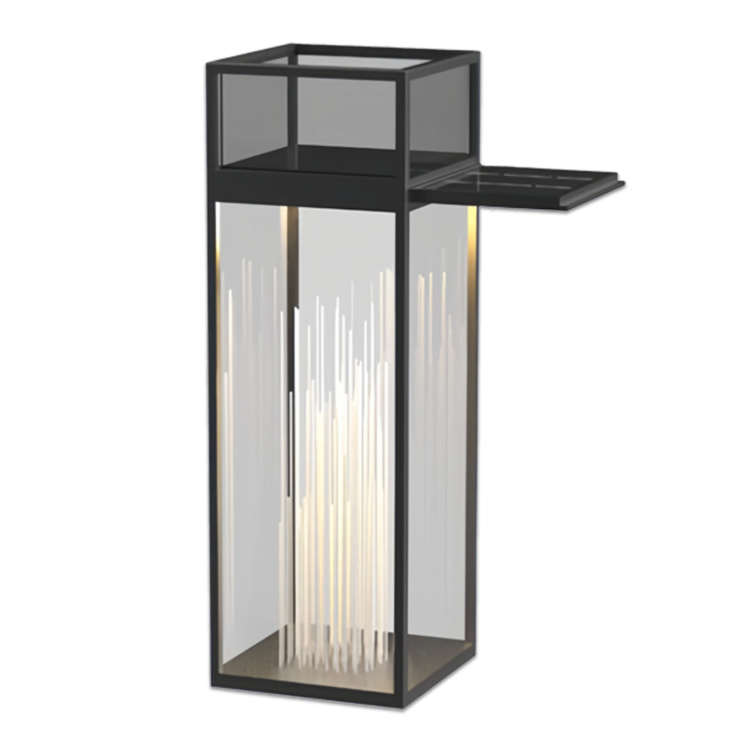 Glass Box Bollard Light, Black Stainless Steel Pool Deck Light