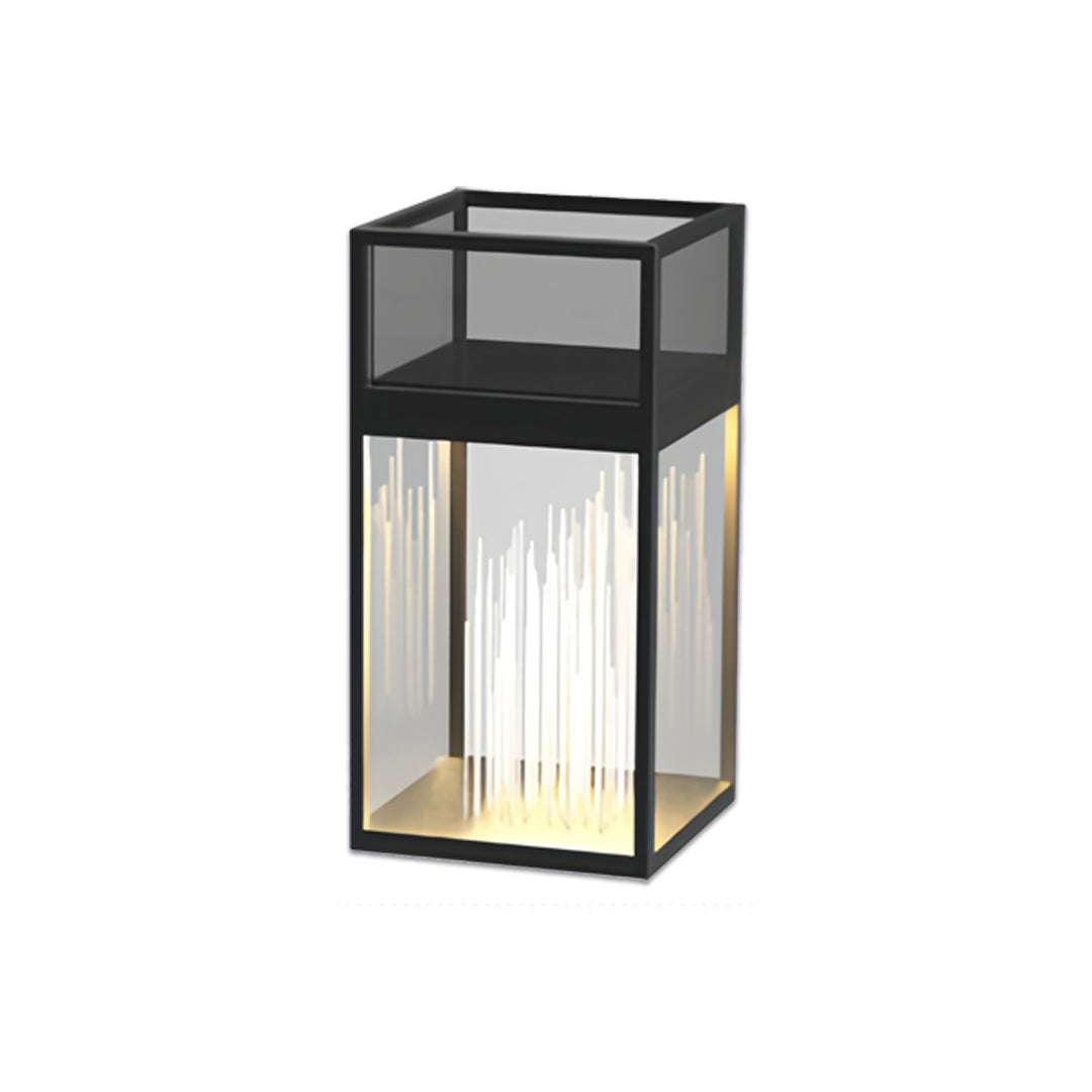 Glass Box Bollard Light, Black Stainless Steel Pool Deck Light