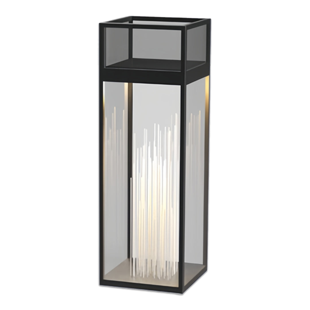 Glass Box Bollard Light, Black Stainless Steel Pool Deck Light