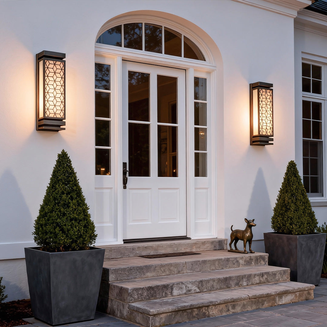 Cloud Stone Linear Wall Sconce, Black Copper Outdoor Wall Light
