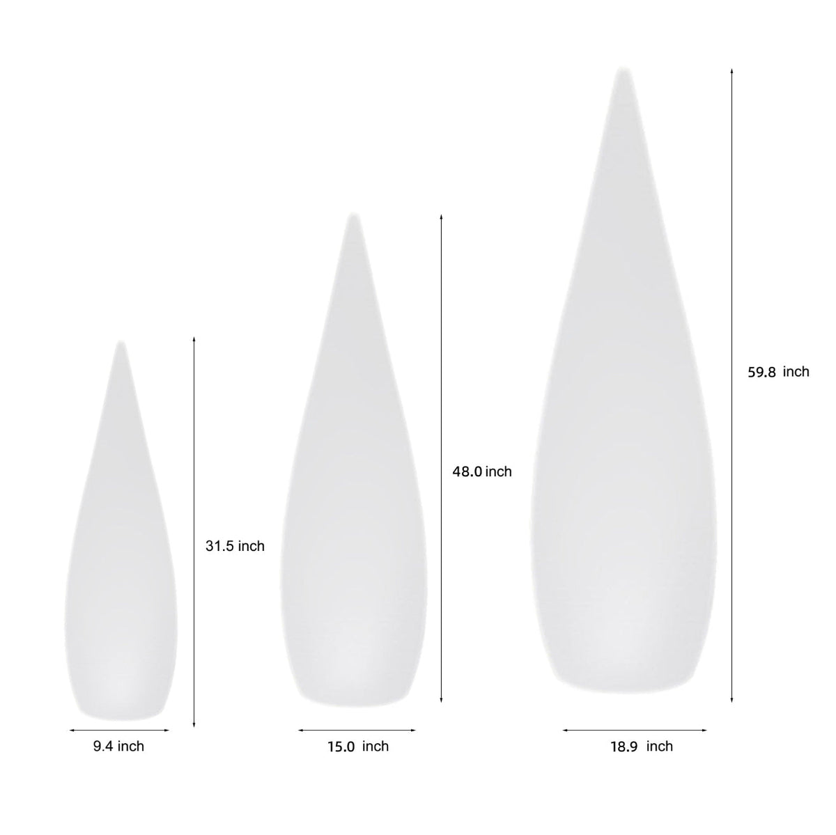 Teardrop Glow Outdoor Floor Lamp, White Sculptural Landscape Light 15