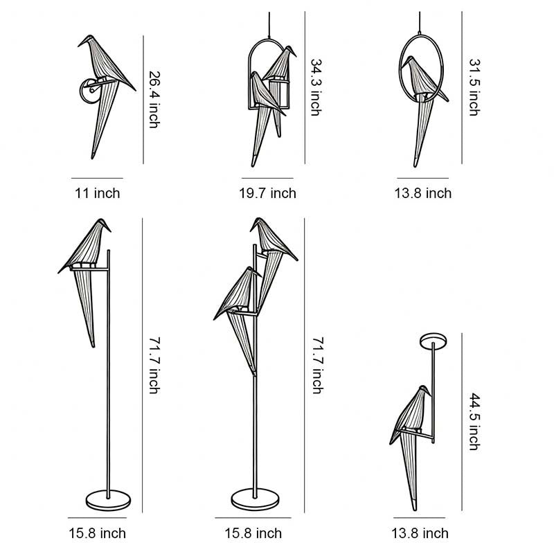 Origami Crane Bird Light, White Paper Fold LED Wall Sconce