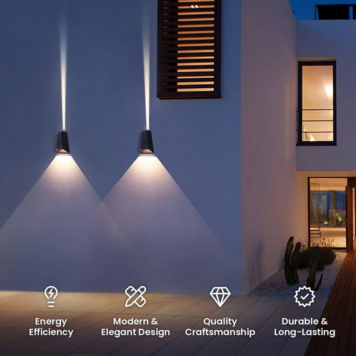 Double Head Courtyard Wall Light: energy efficiency, modern and elegant design, quality craftsmanship, durable and long-lasting