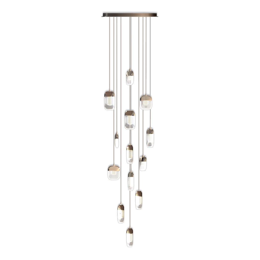 Full Copper Staircase Chandelier, Crystal Ceiling Light, view 7