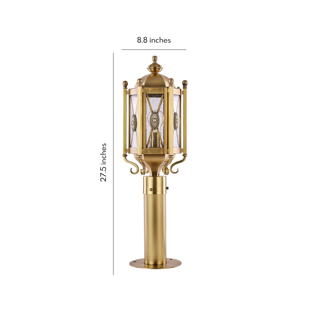Classic Brass Path Light, Antique Copper Glass Garden Lantern