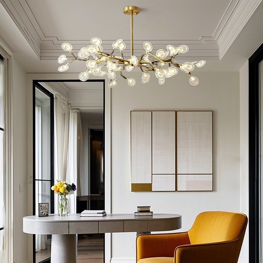 Firefly Branch Chandelier, Gold Metal Modern Ceiling Light 6