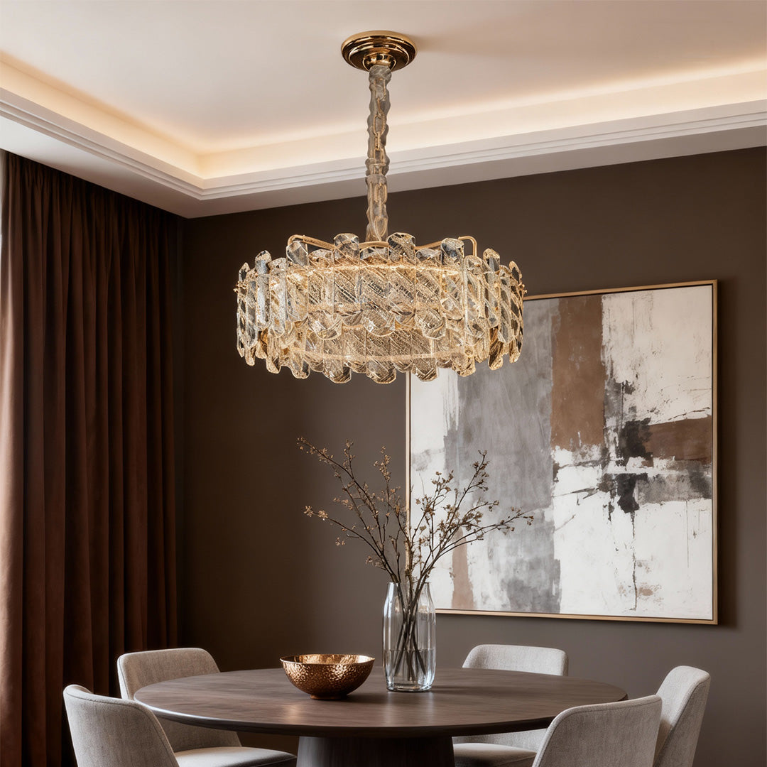 Nordic Crystal Chandelier, Carbon Steel Gold Ceiling Light, view 6