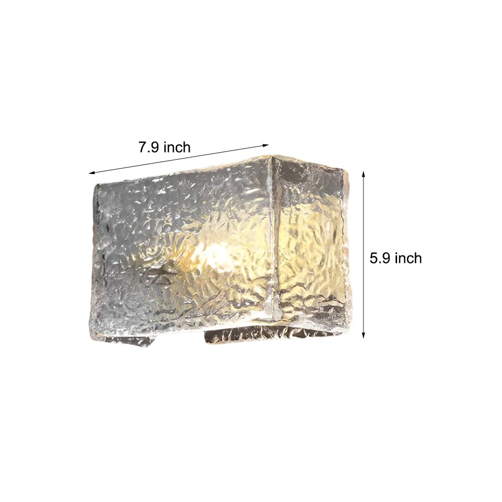 Ripple Glass Block Wall Sconce, Brass Bedside Wall Light