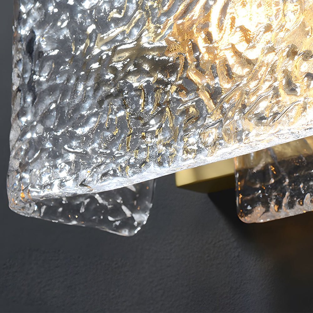 Ripple Glass Block Wall Sconce, Brass Bedside Wall Light