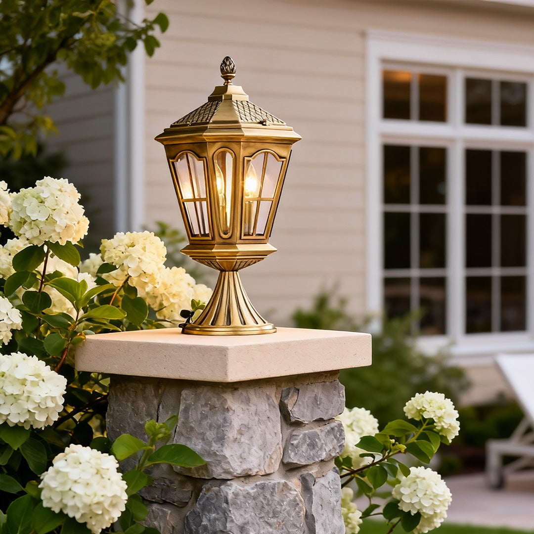 Octagonal Palace Pillar Lantern, Antique Bronze Copper Post Light