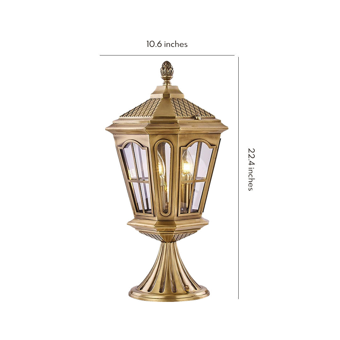 Octagonal Palace Pillar Lantern, Antique Bronze Copper Post Light