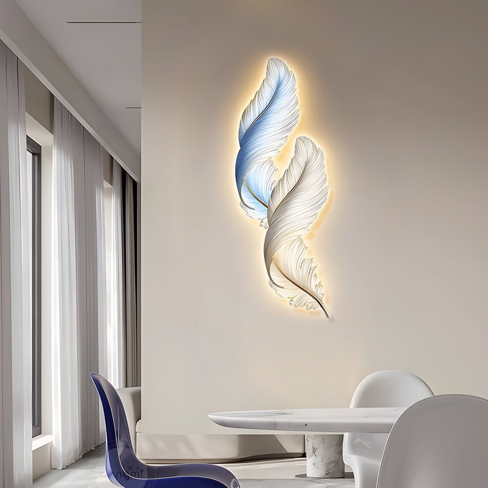 Plume Feather Wall Art Light, Backlit LED Decor Panel