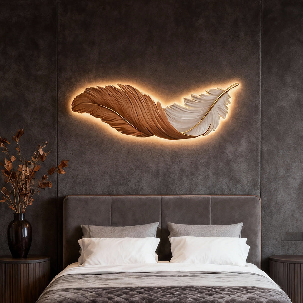 Feather Wall Lamp, Modern Luxury LED Art Deco Wall Piece, view 5