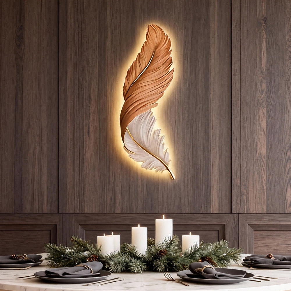 Feather Wall Lamp, Modern Luxury LED Art Deco Wall Piece, view 4