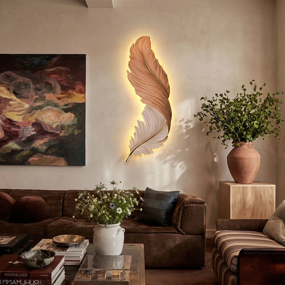 Feather Wall Lamp, Modern Luxury LED Art Deco Wall Piece
