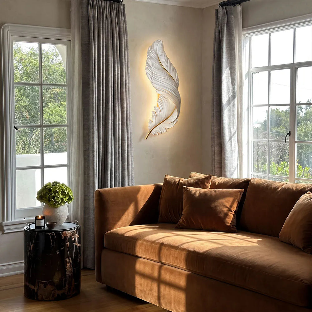 Feather Wall Lamp, Modern Luxury LED Art Deco Wall Piece, view 2