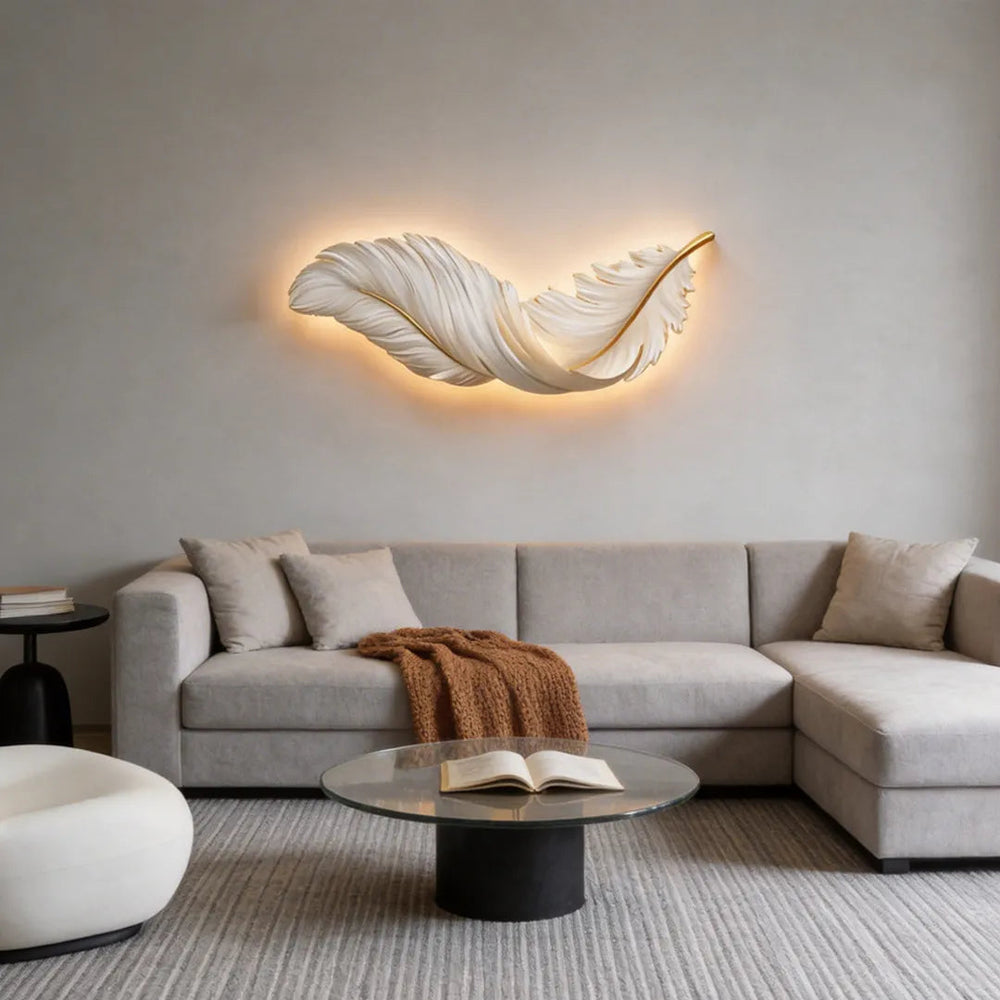 Feather Wall Lamp, Modern Luxury LED Art Deco Wall Piece, view 3