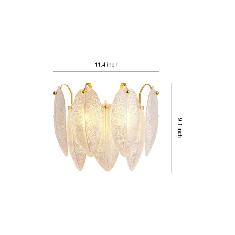 Feather Glass Wall Sconce, French Copper Wall Light, view 10