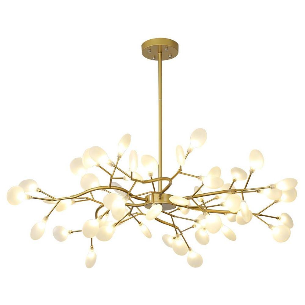 Firefly Branch Chandelier, Gold Metal Modern Ceiling Light 19