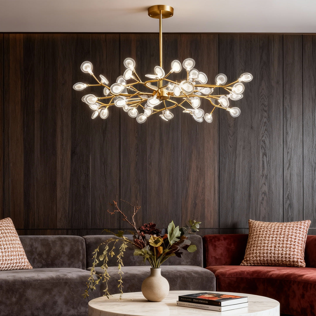 Firefly Branch Chandelier, Gold Metal Modern Ceiling Light