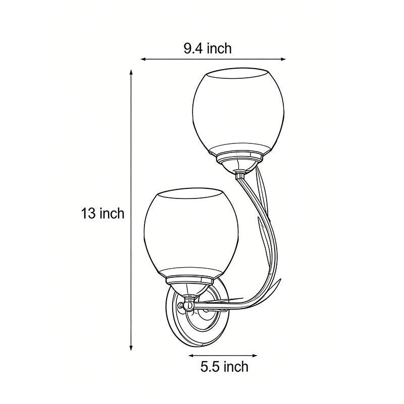 Blossom Glass Wall Sconce, Gold Metal Two Light Fixture