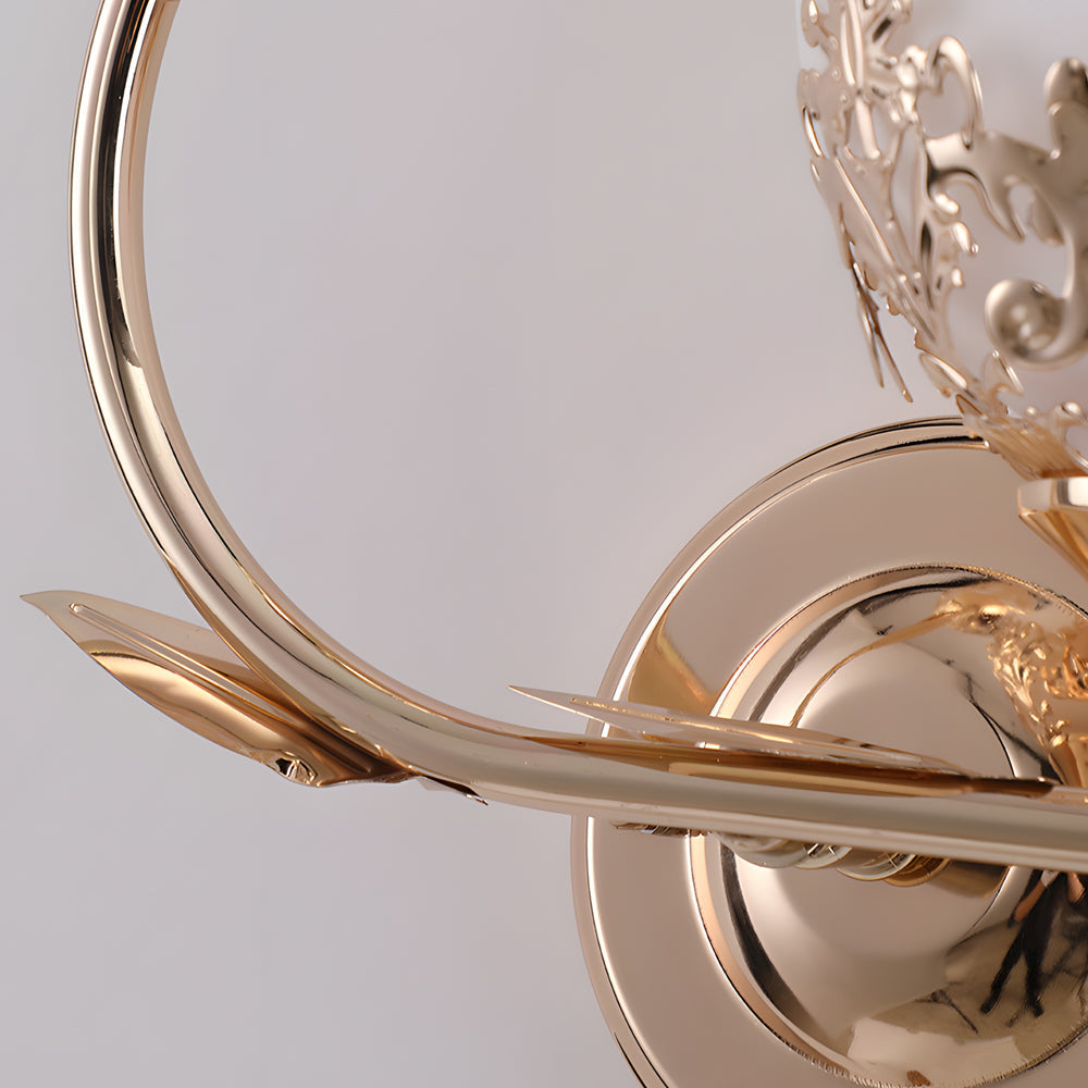 Blossom Glass Wall Sconce, Gold Metal Two Light Fixture