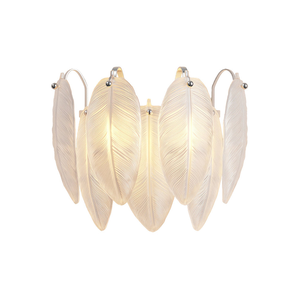 Feather Glass Wall Sconce, French Copper Wall Light, view 8