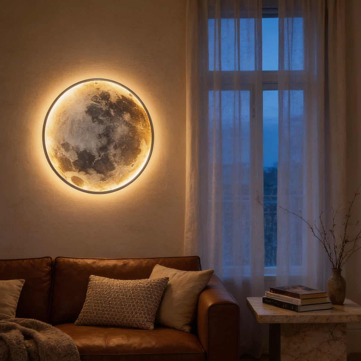 Full Moon Wall Lamp, 9.4 in, Warm White