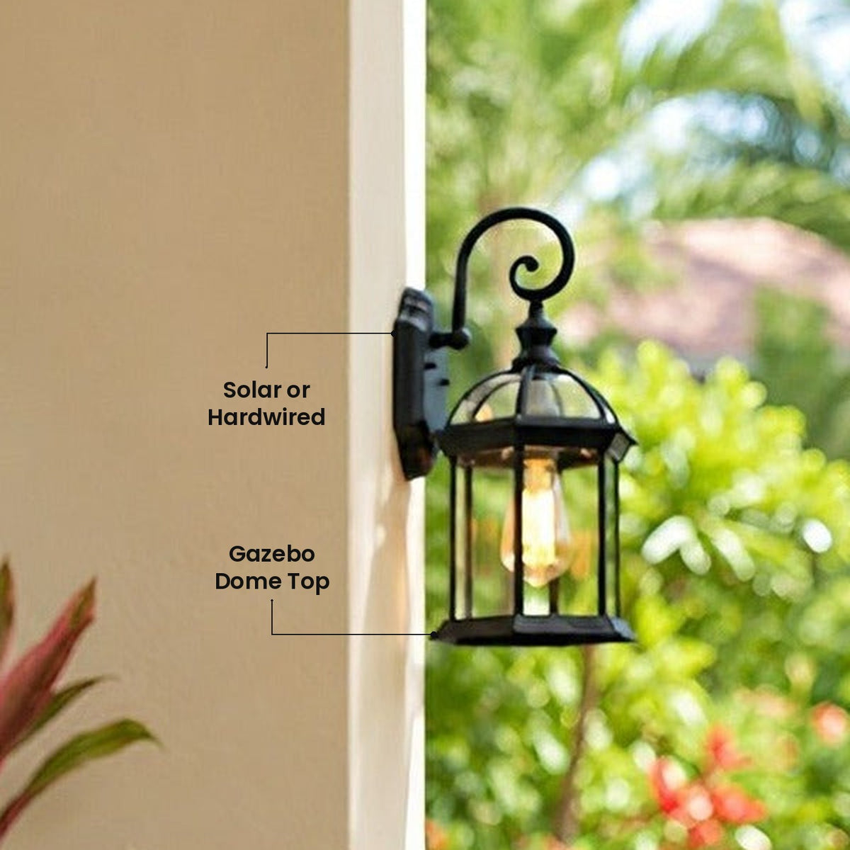 Gazebo Top Carriage Lantern: Gazebo Dome Top, Solar or Hardwired